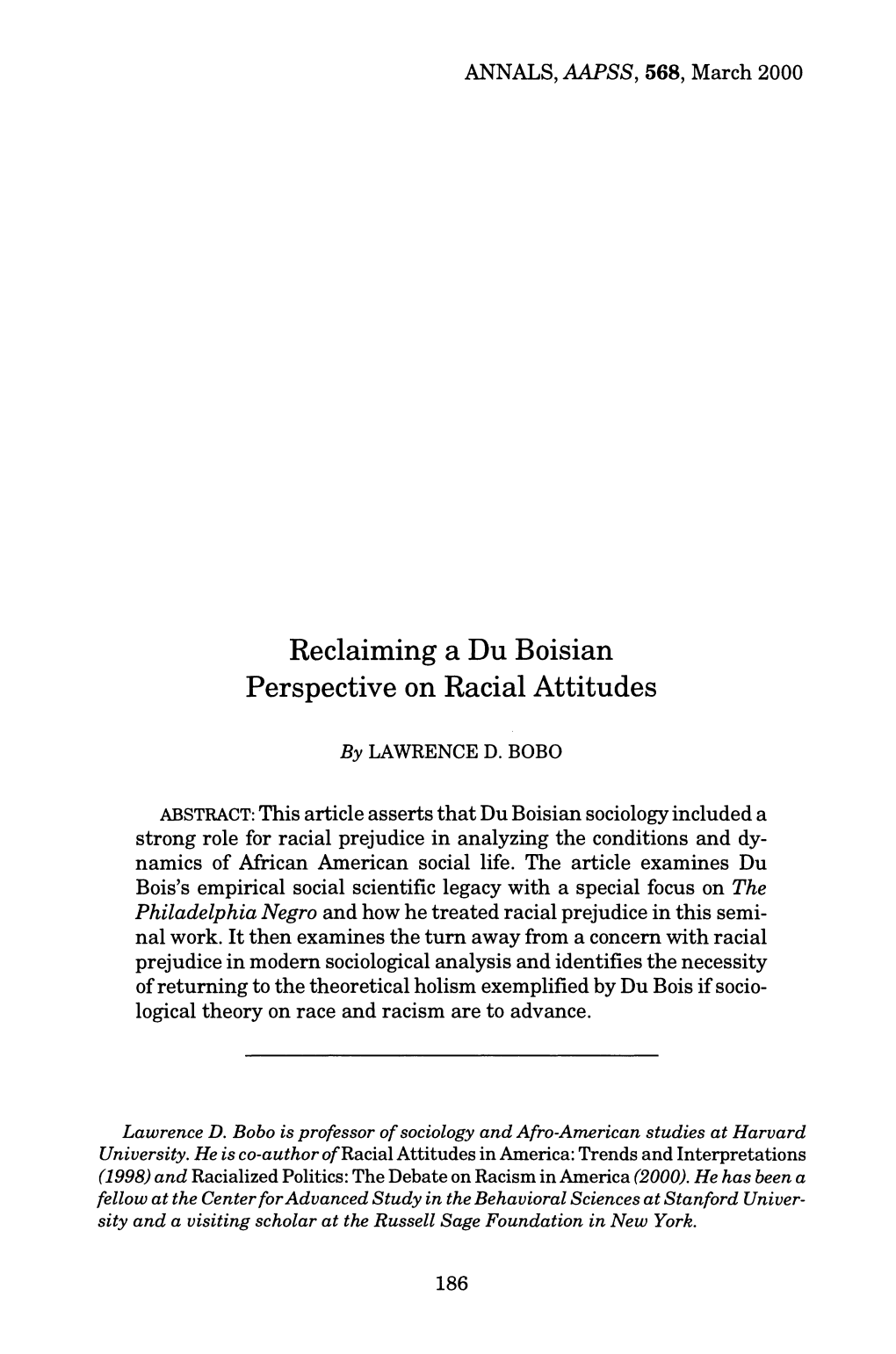 Reclaiming a Du Boisian Perspective on Racial Attitudes