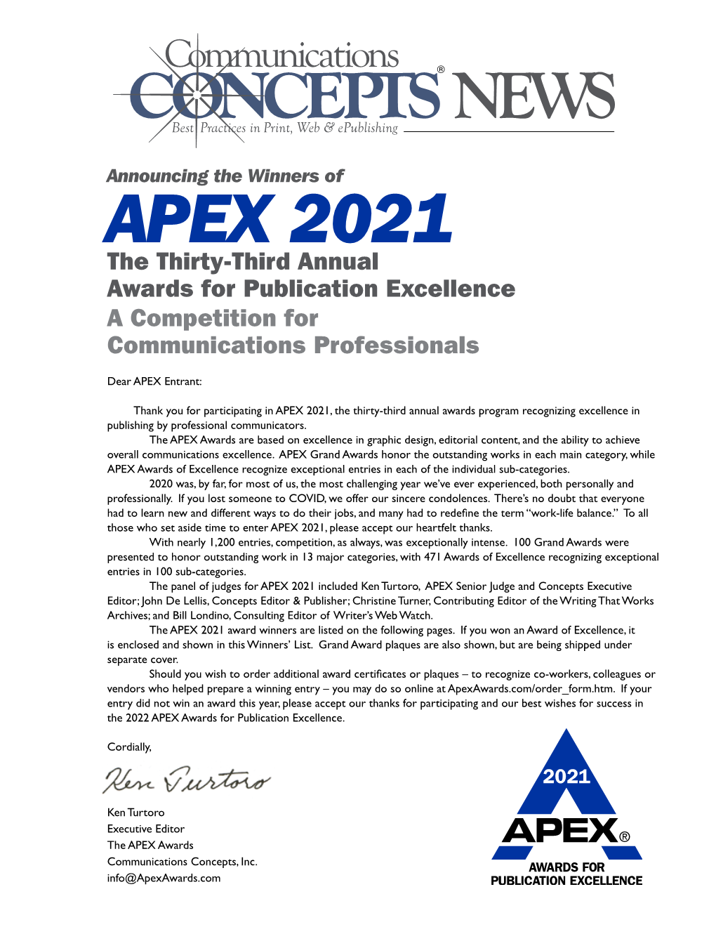 Click Here for the 2021 APEX Awards Winners List!