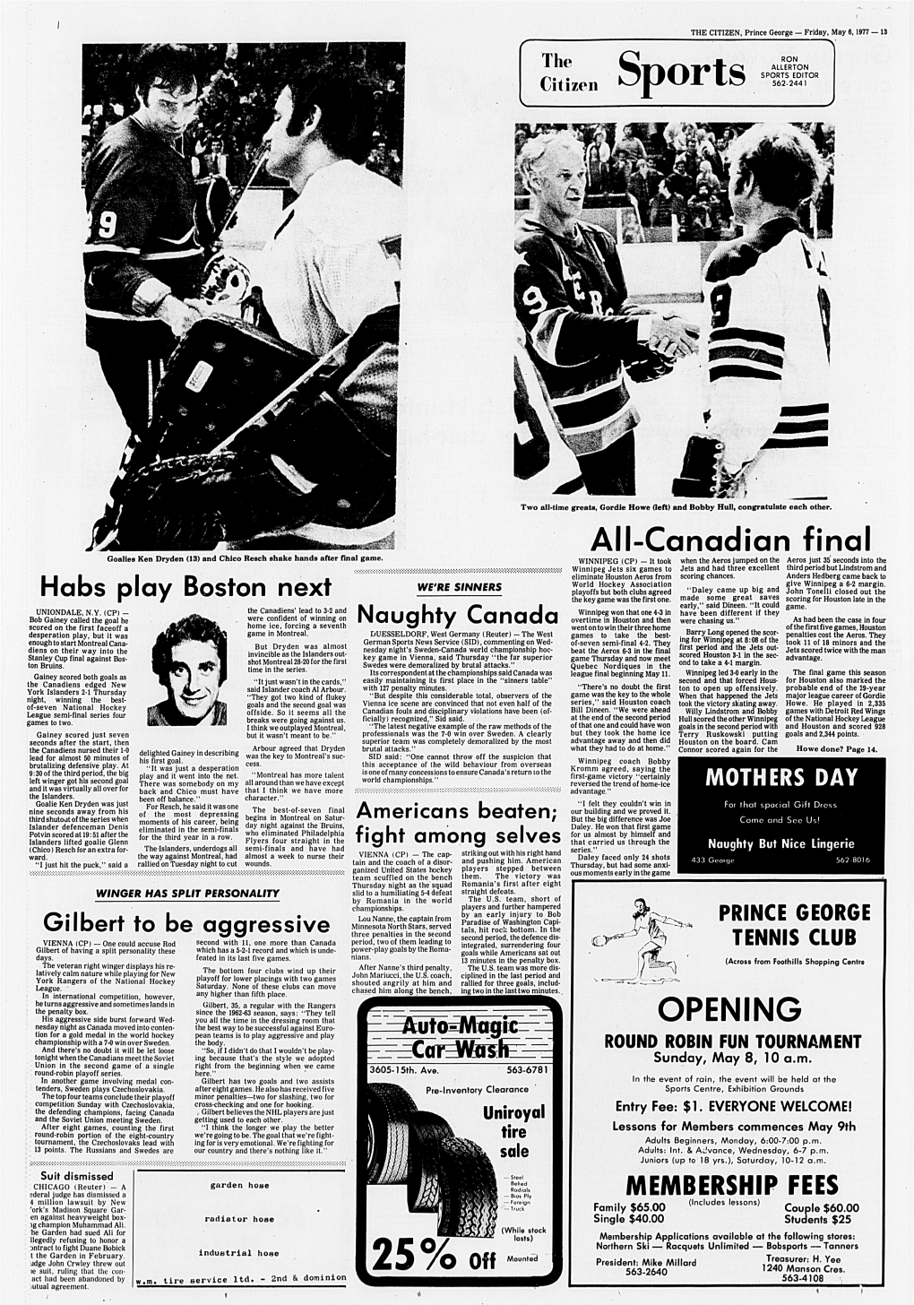 All-Canadian Final Goalies Ken Dryden (13) and Chico Reach Shake Hands After Final Game