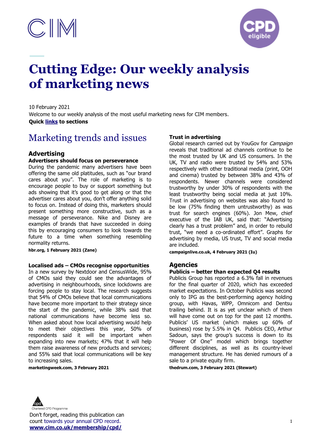 Cutting Edge: Our Weekly Analysis of Marketing News