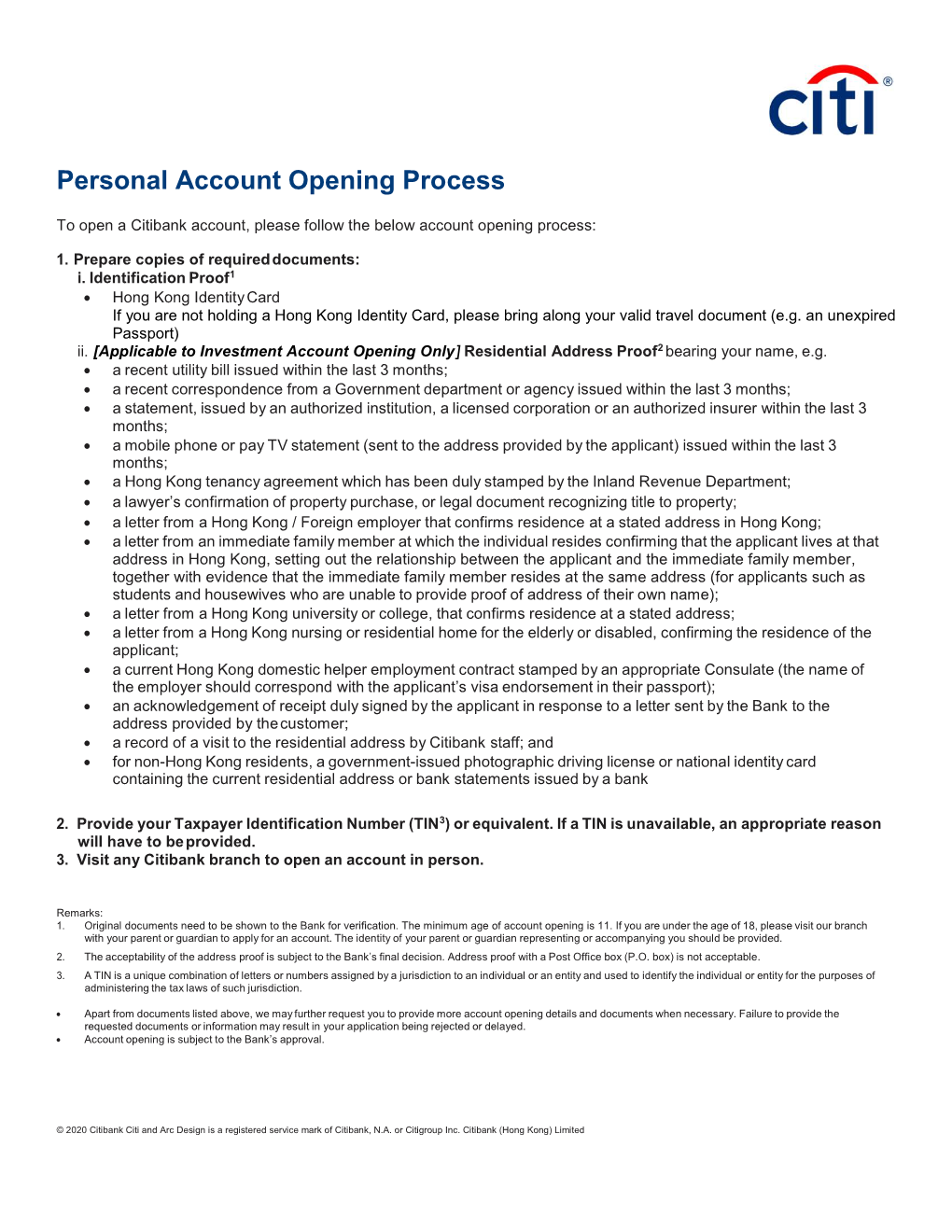 Personal Account Opening Process