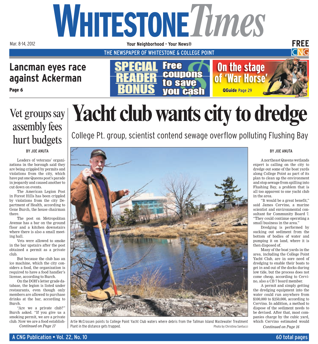 Yacht Club Wants City to Dredge Assembly Fees Hurt Budgets College Pt