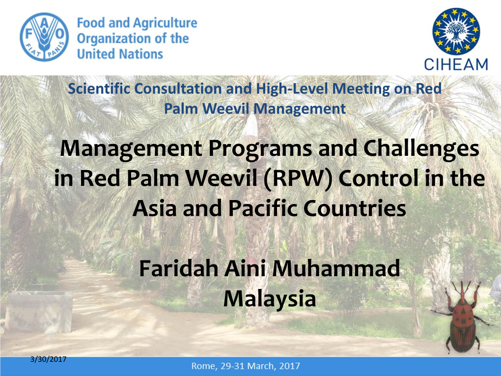 RPW) Control in the Asia and Pacific Countries