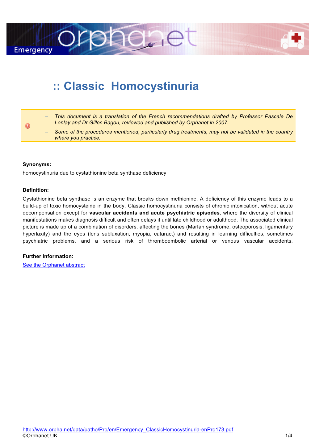 Classic Homocystinuria