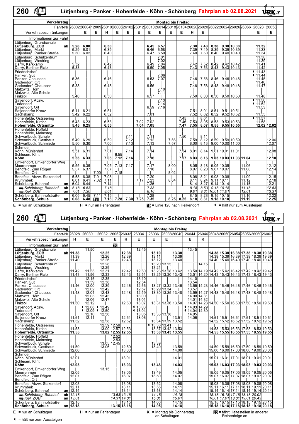 Köhn - Schönberg Fahrplan Ab 02.08.2021