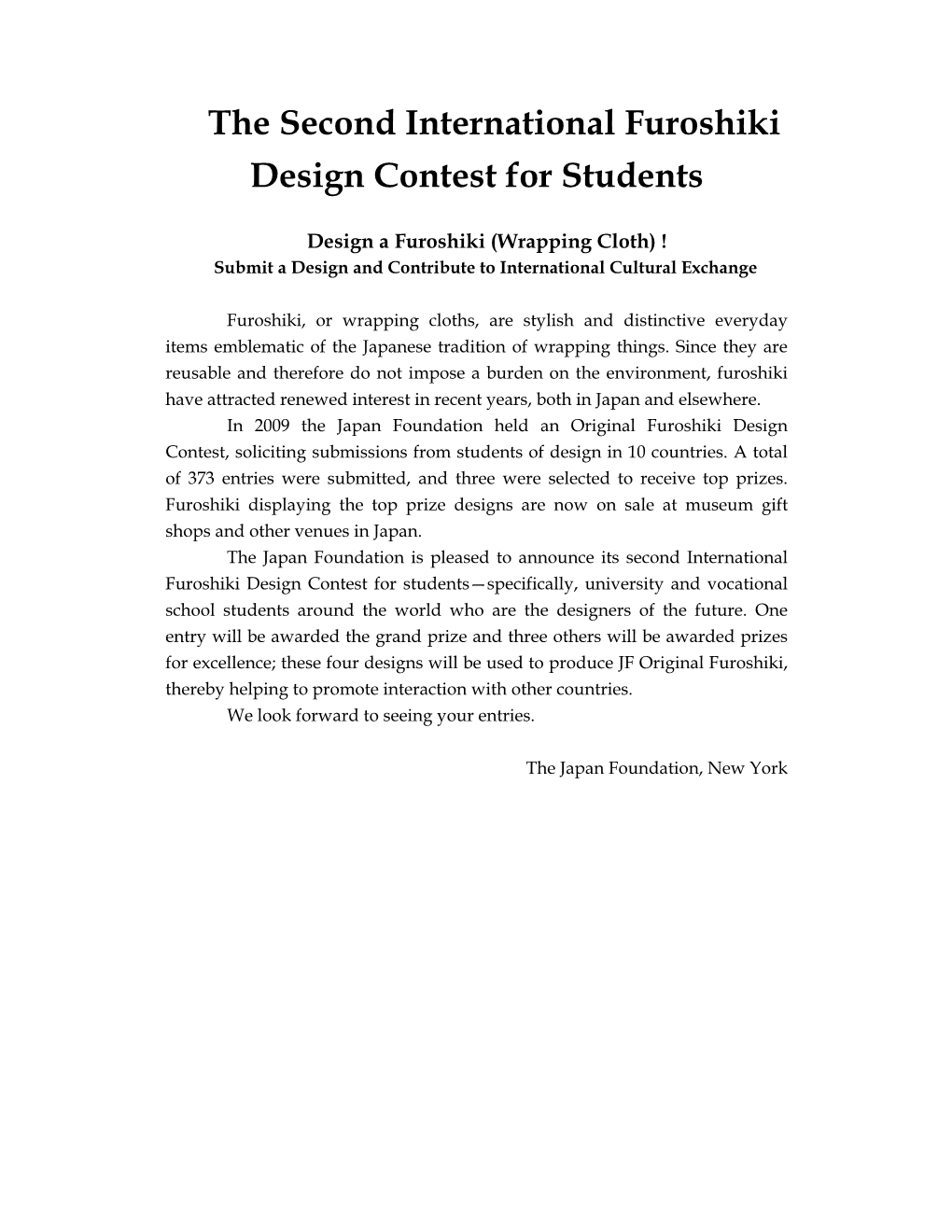 The Second International Furoshiki Design Contest for Students