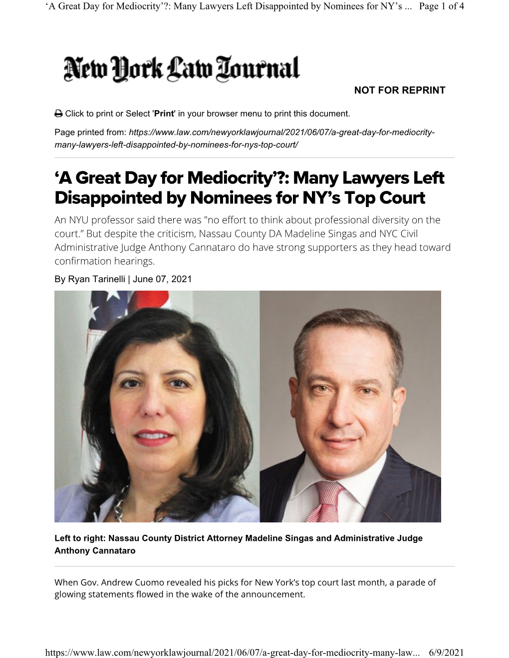'A Great Day for Mediocrity'?: Many Lawyers Left Disappointed By