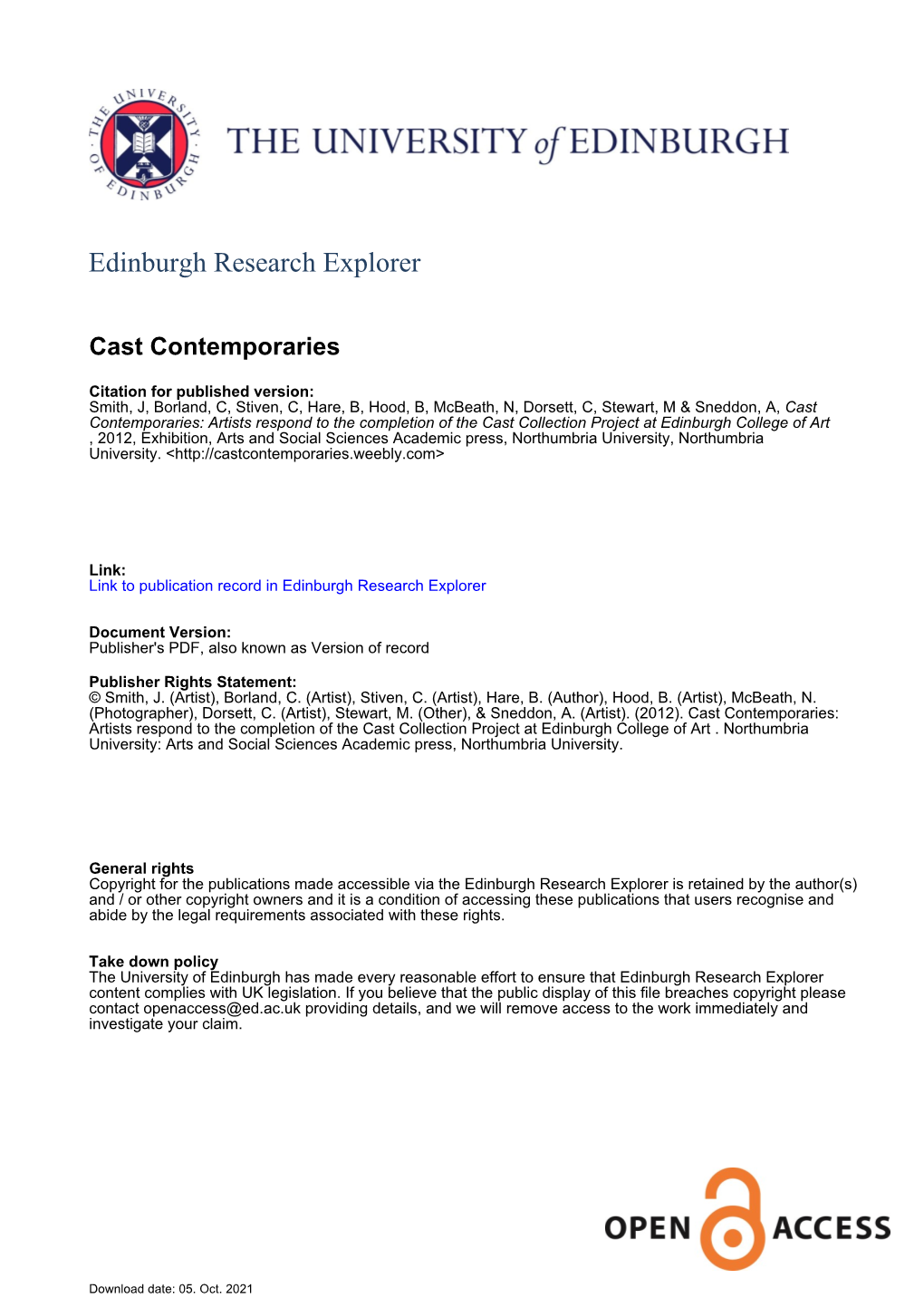 Cast Contemporaries Catalogue