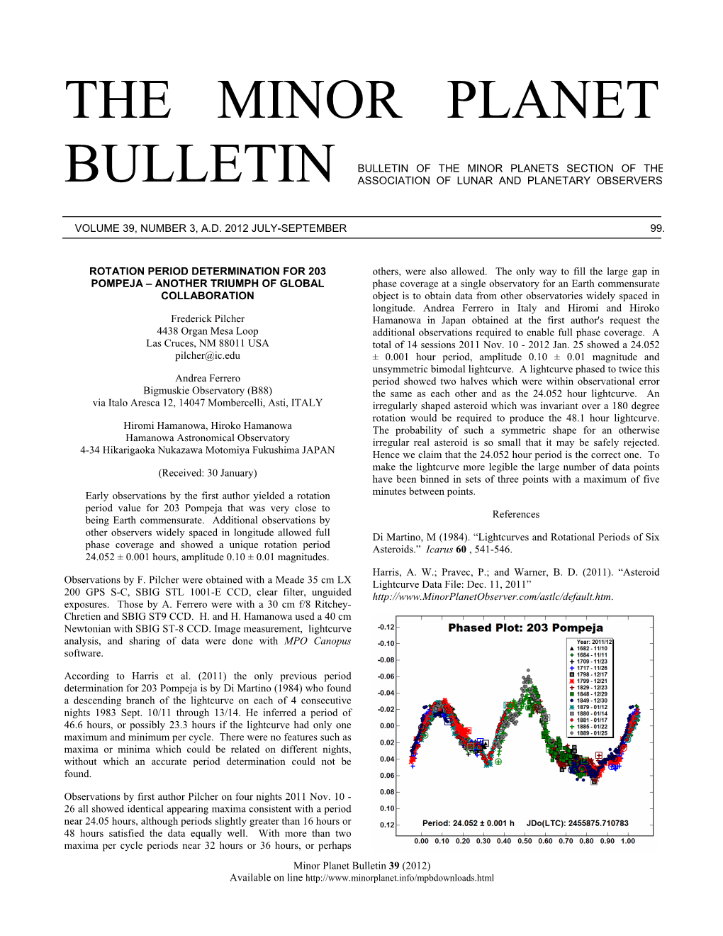 The Minor Planet Bulletin (Warner Et Al