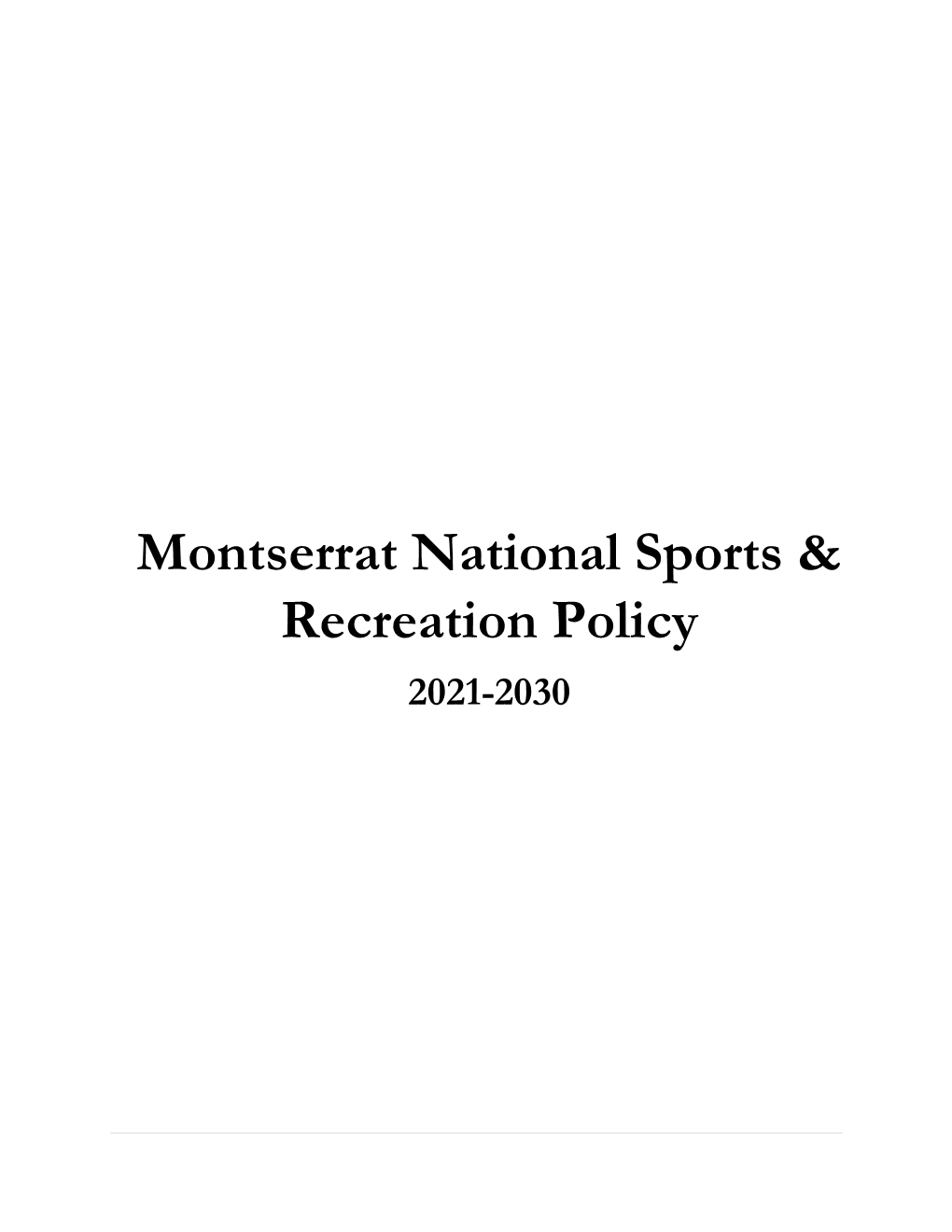 Montserrat National Sports and Recreation Policy 2021-2030