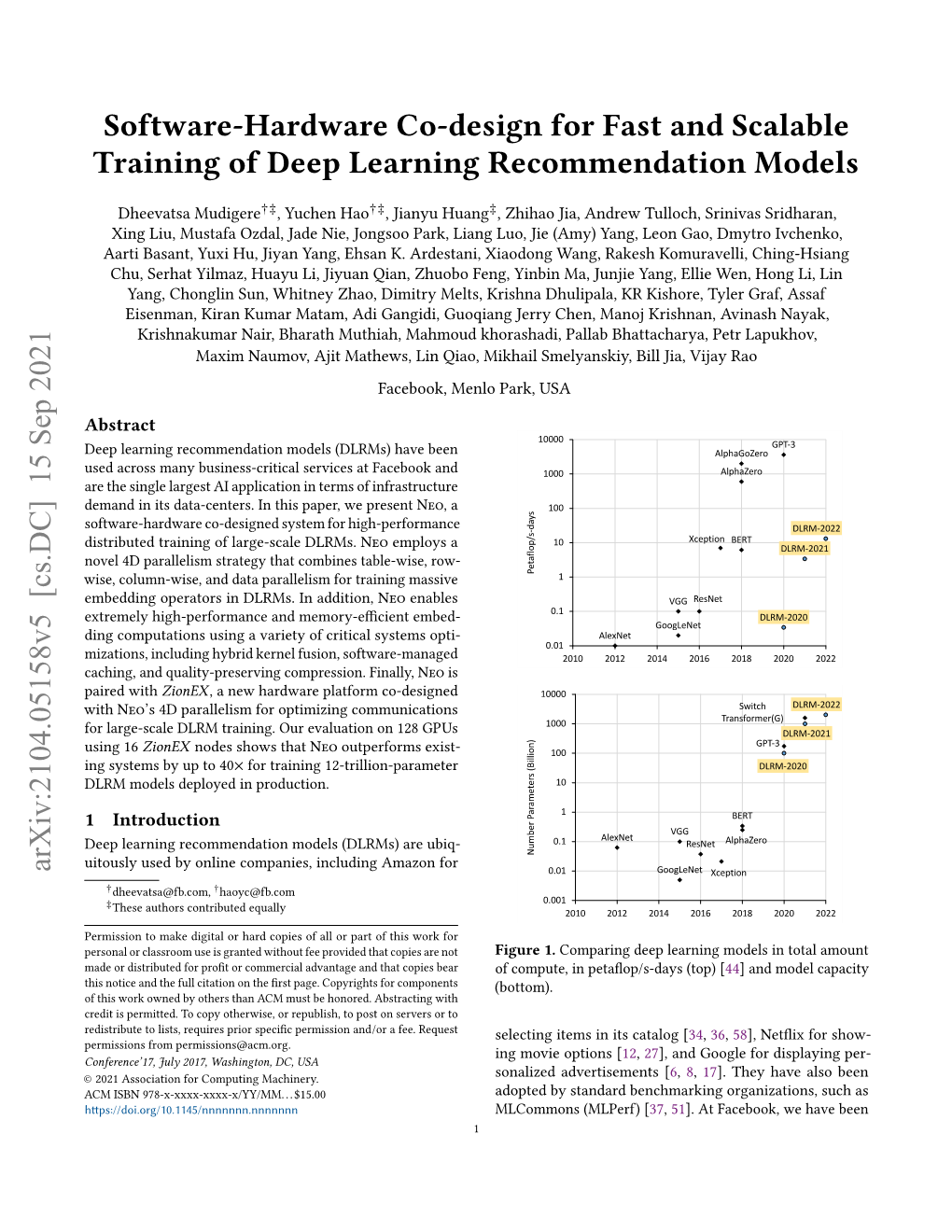 High-Performance, Distributed Training of Large-Scale Deep Learning Recommendation Models