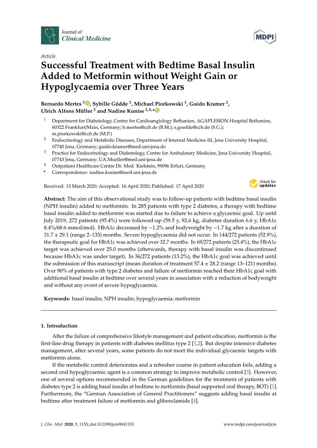 Successful Treatment with Bedtime Basal Insulin Added to Metformin Without Weight Gain Or Hypoglycaemia Over Three Years