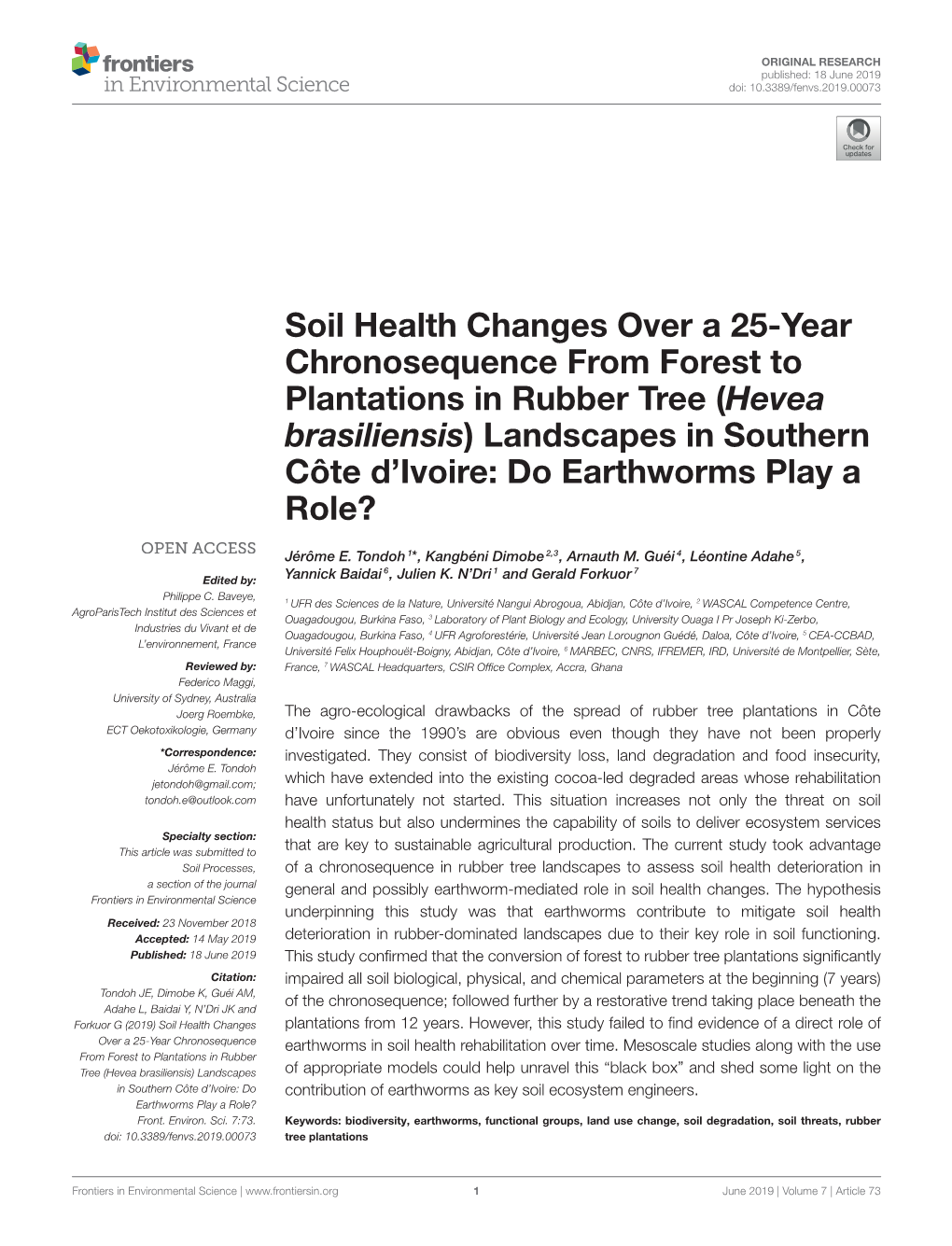 Soil Health Changes Over a 25-Year Chronosequence From