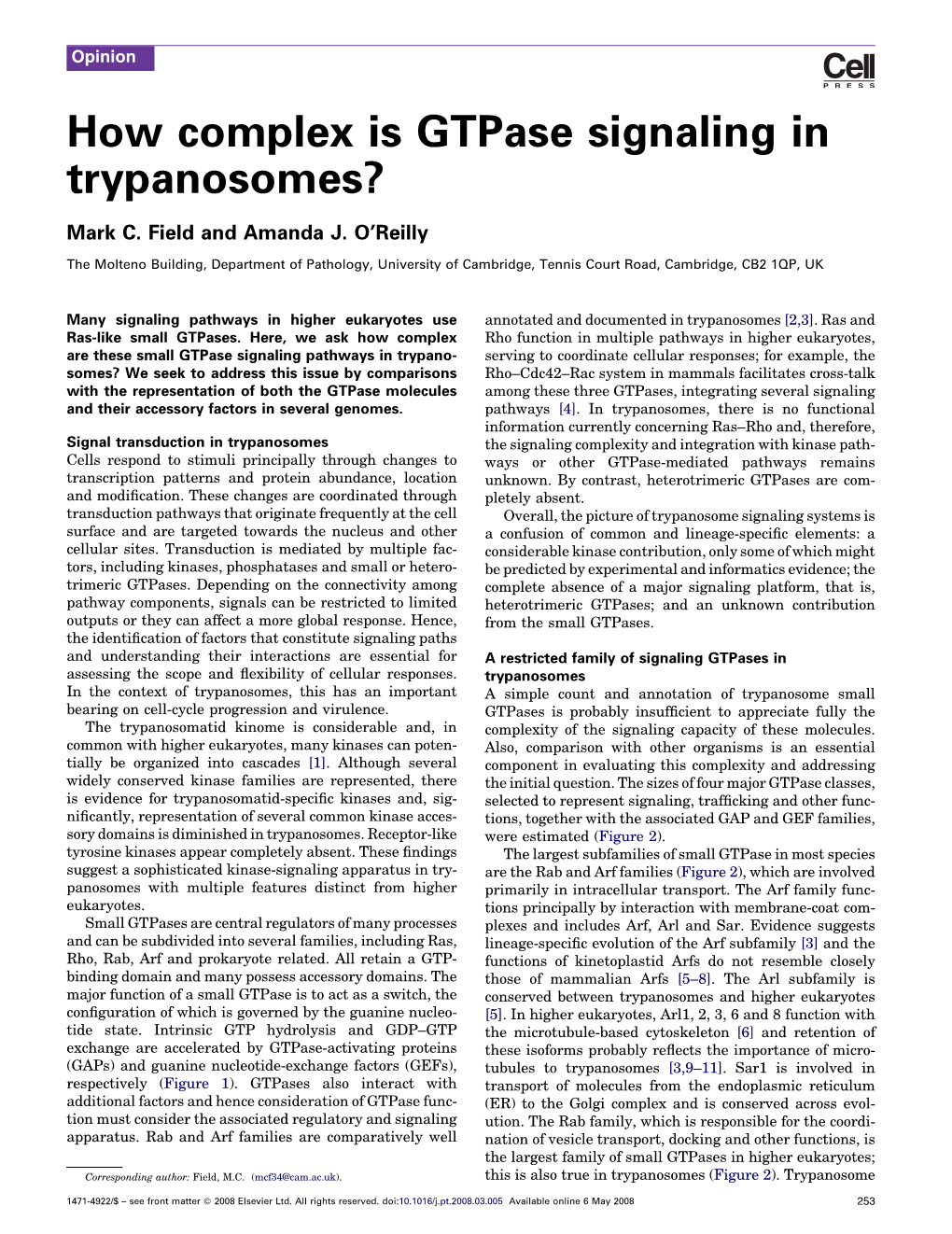 How Complex Is Gtpase Signaling in Trypanosomes?