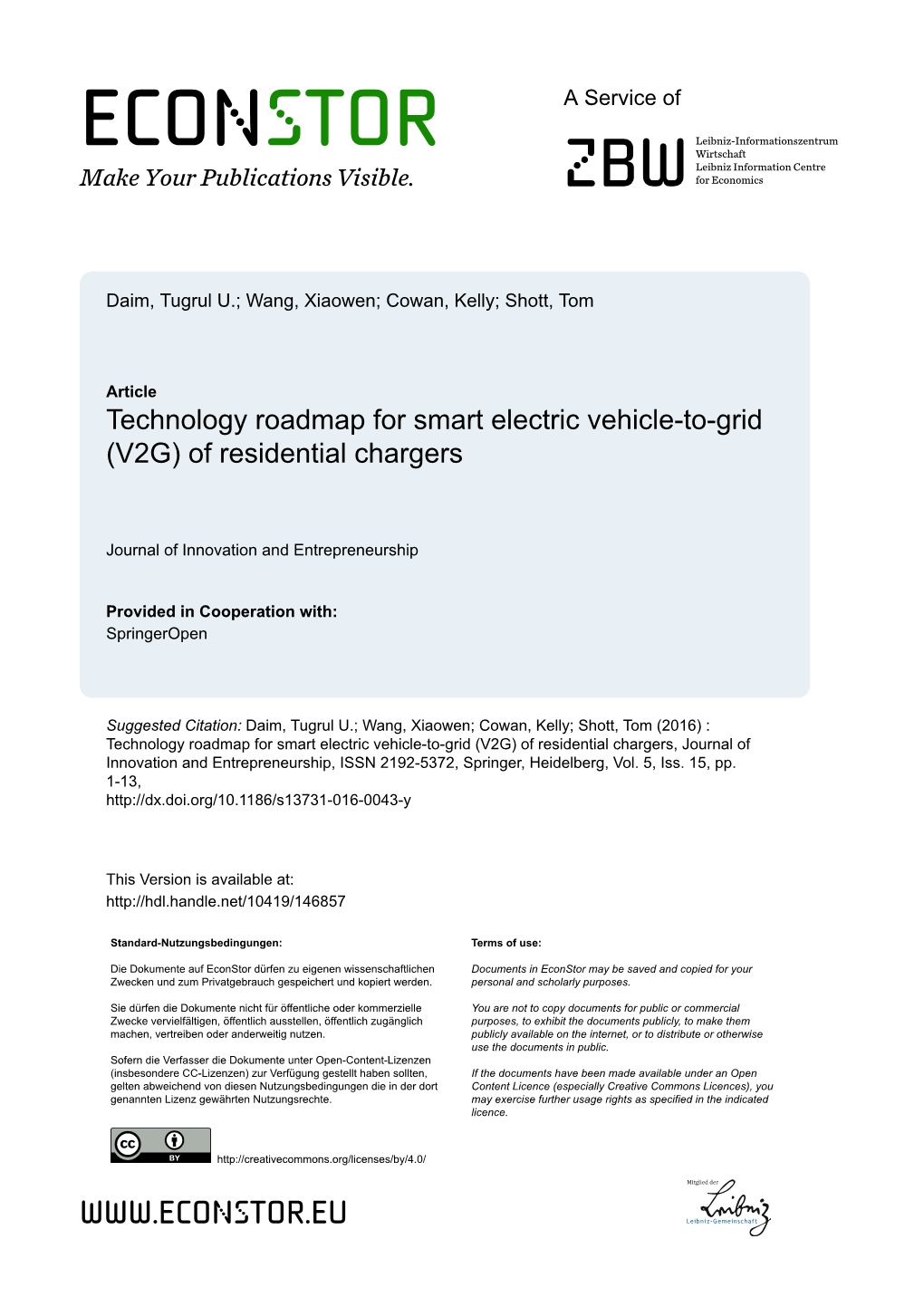 Technology Roadmap for Smart Electric Vehicle-To-Grid (V2G) of Residential Chargers
