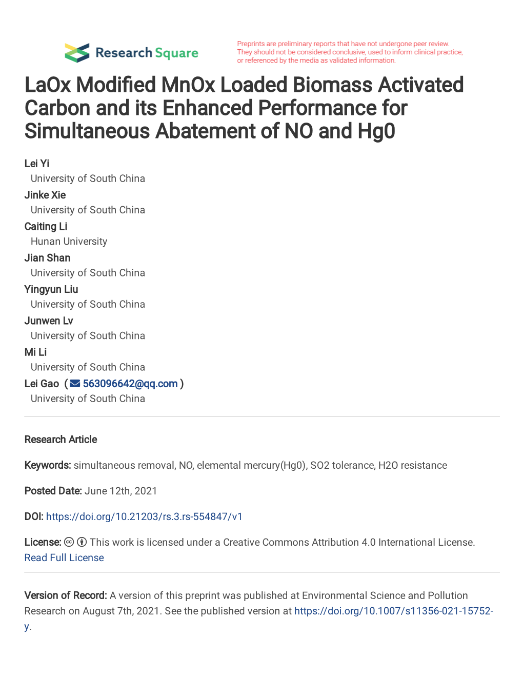 Laox Modi Ed Mnox Loaded Biomass Activated Carbon and Its Enhanced