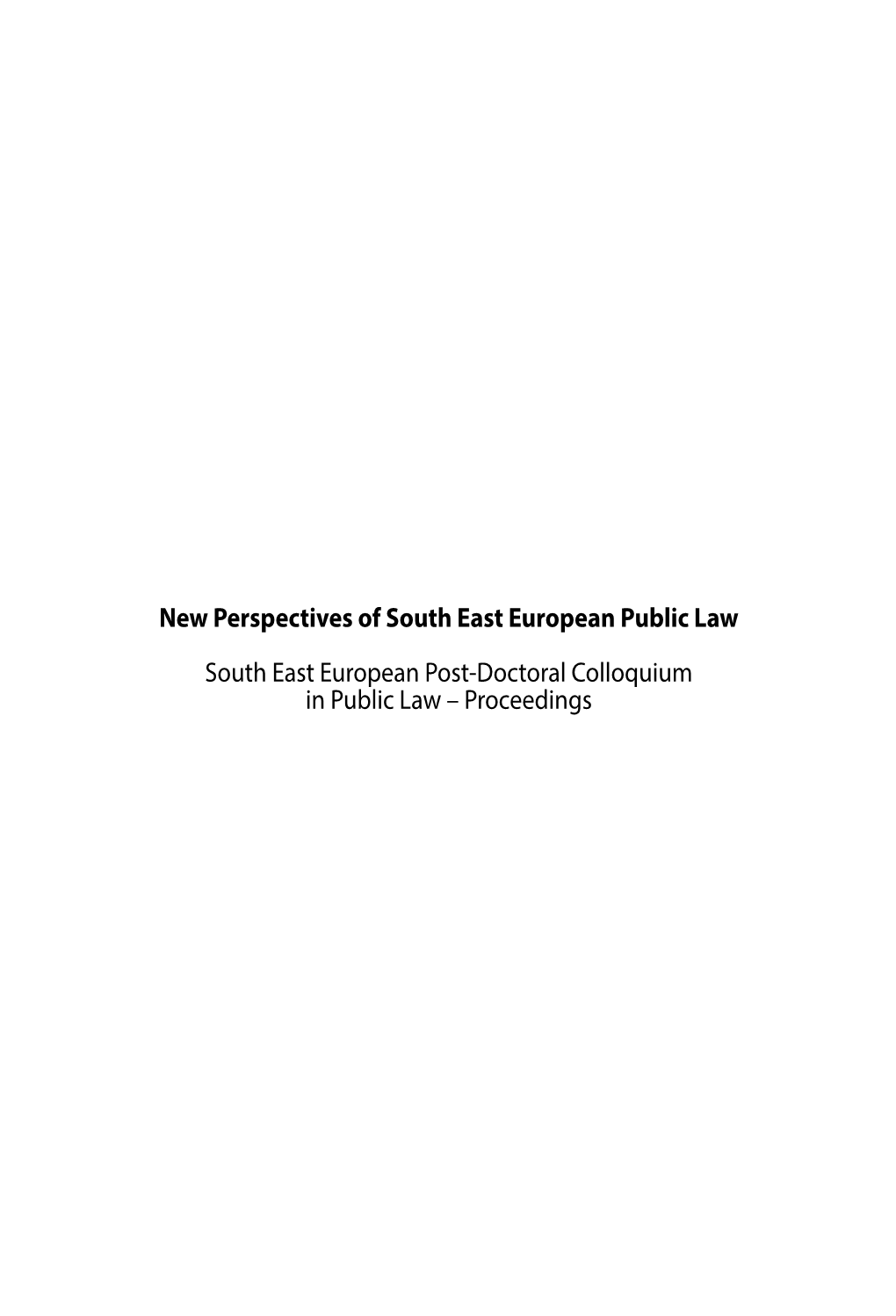 Proceedings Publisher: Centre for SEELS for the Publisher: Prof