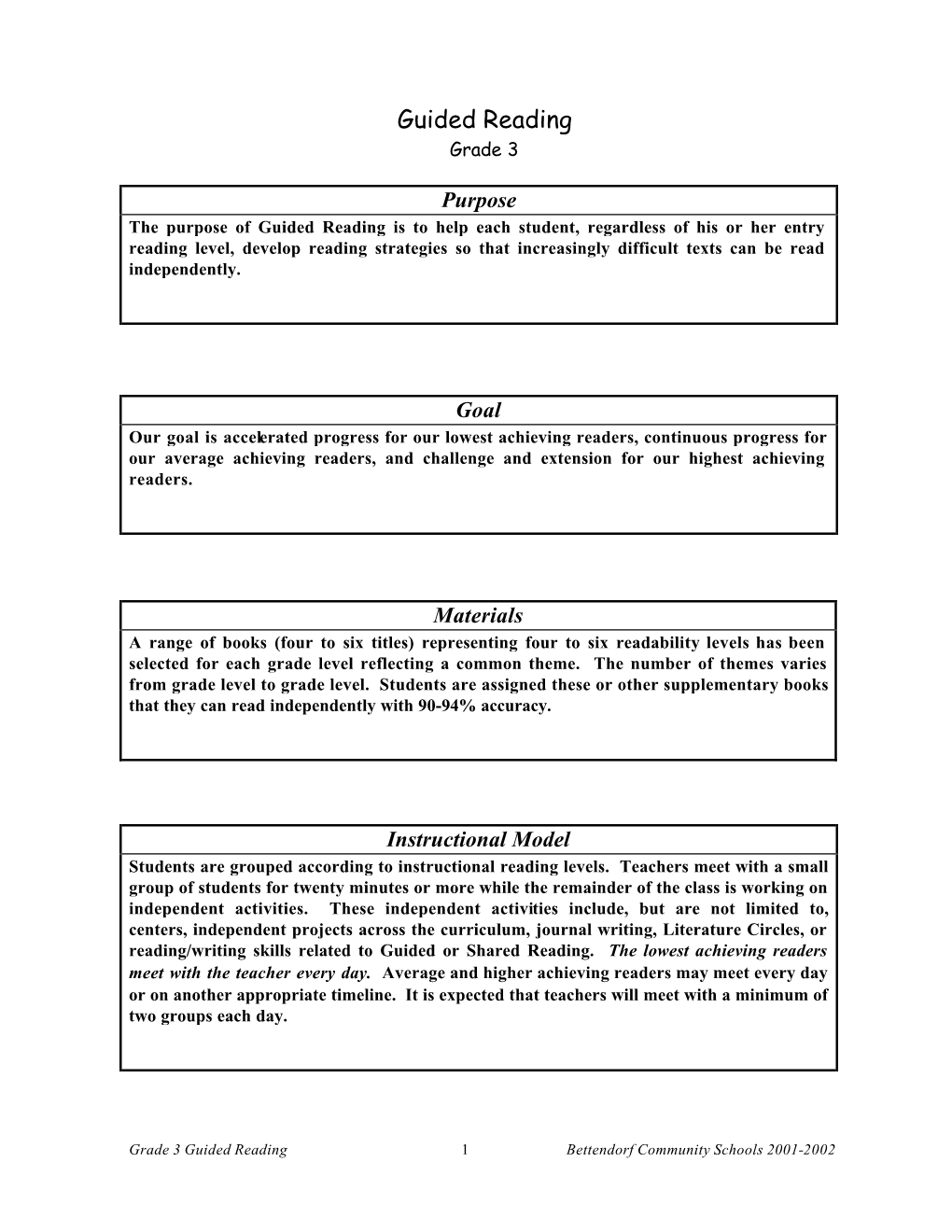 Guided Reading Grade 3