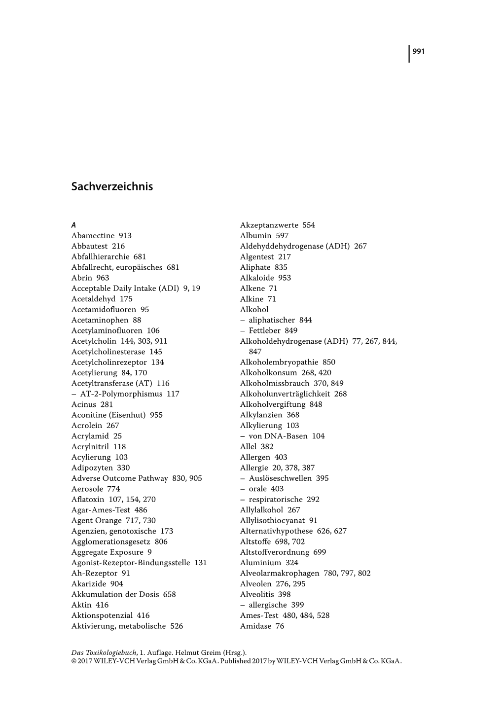 Sachverzeichnis