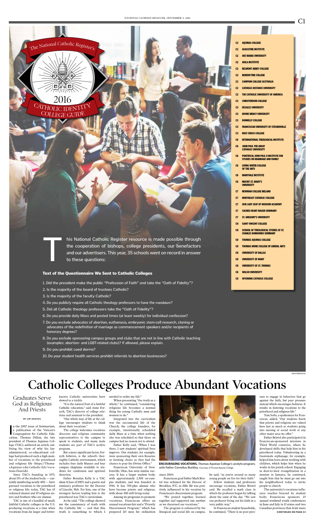 National Catholic Register, September 4, 2016 C1