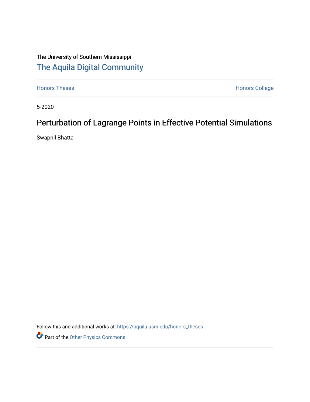 Perturbation of Lagrange Points in Effective Potential Simulations