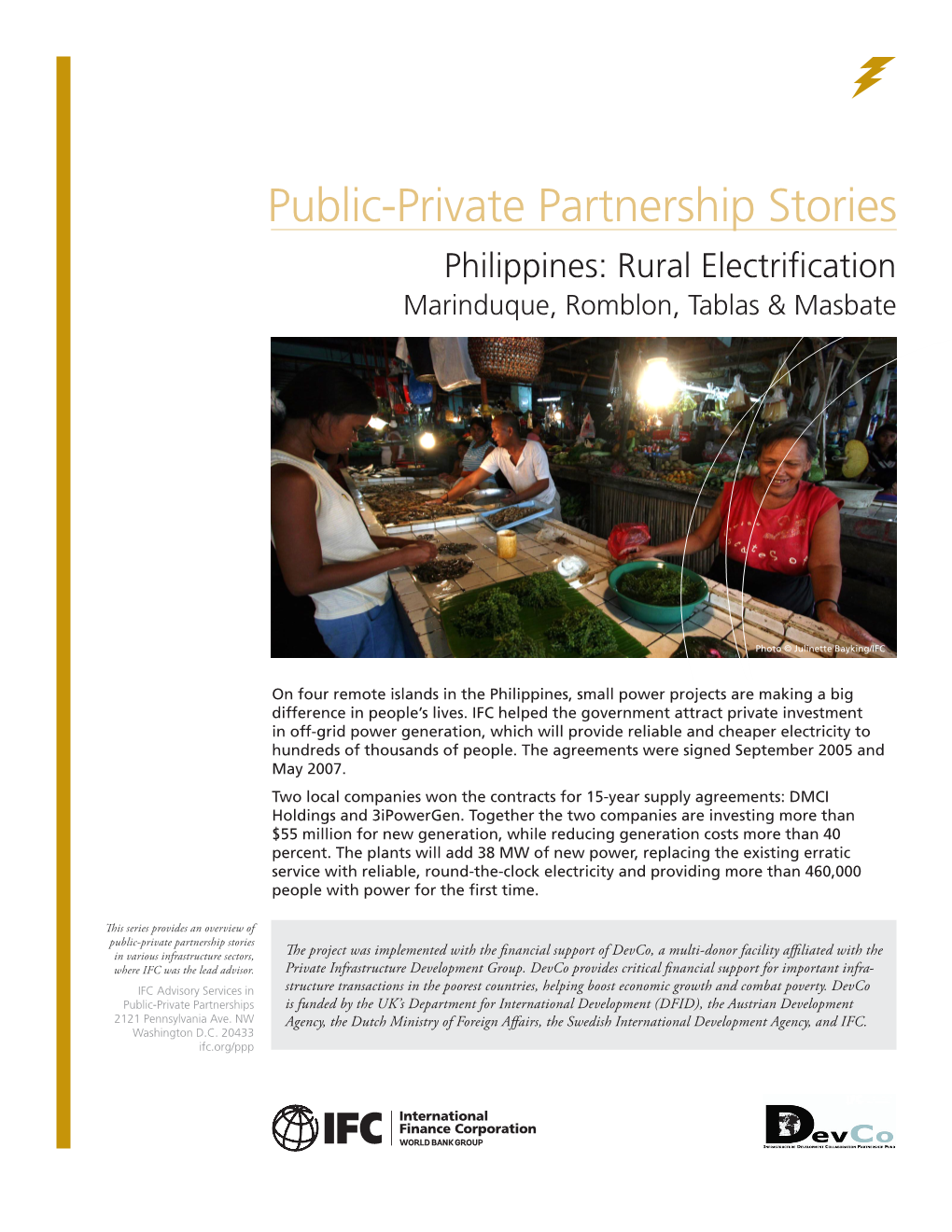 Public-Private Partnership Stories Philippines: Rural Electrification Marinduque, Romblon, Tablas & Masbate