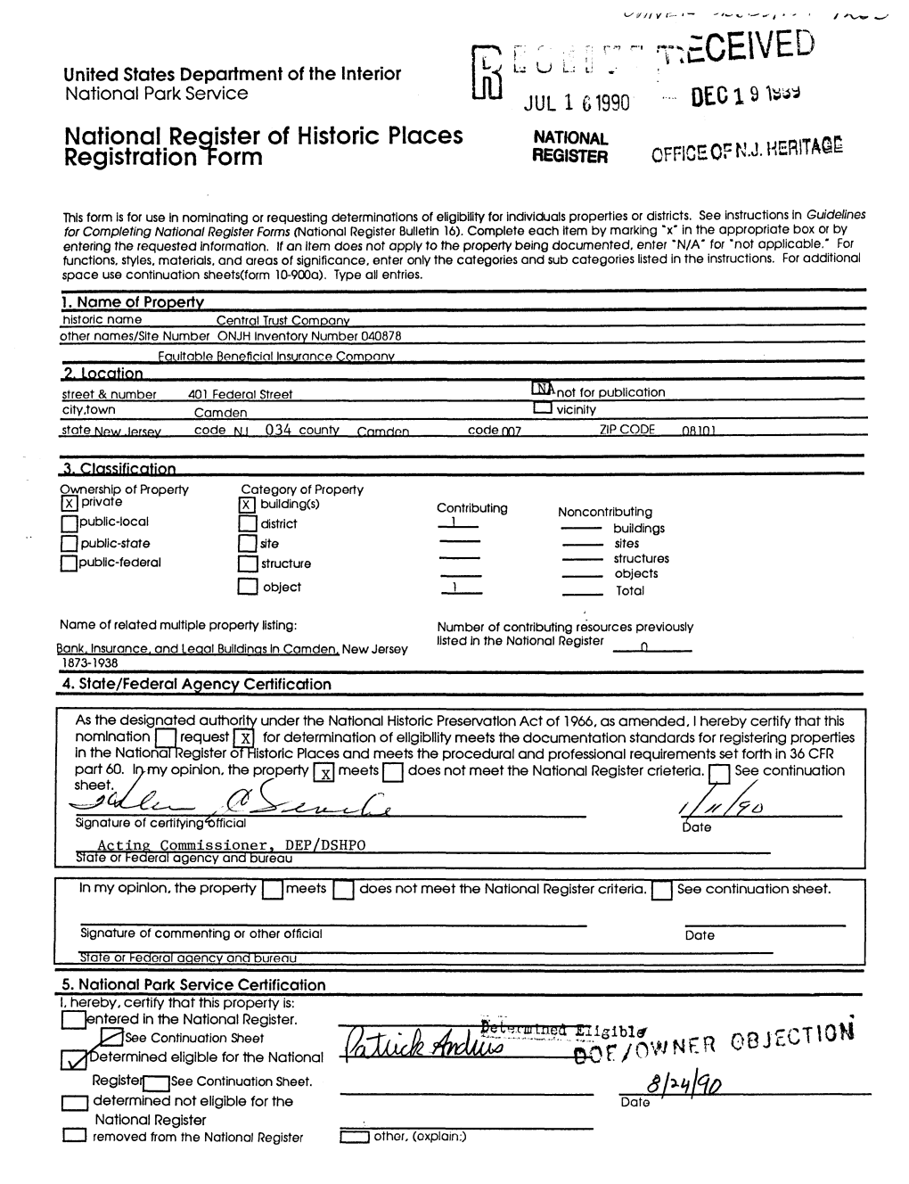 National Register of Historic Places Continuation Sheet Central Trust Company