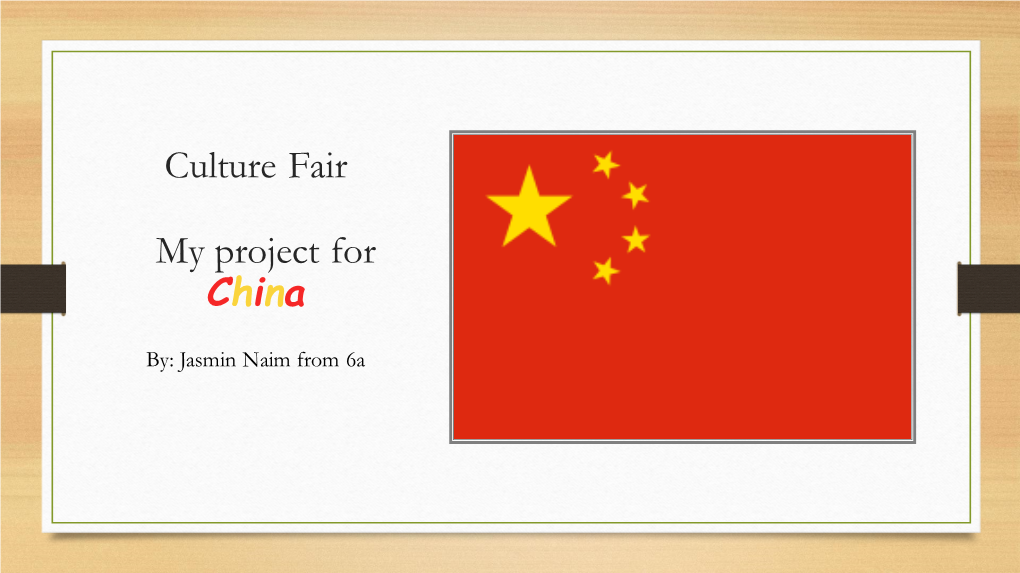 Culture Fair My Project for China