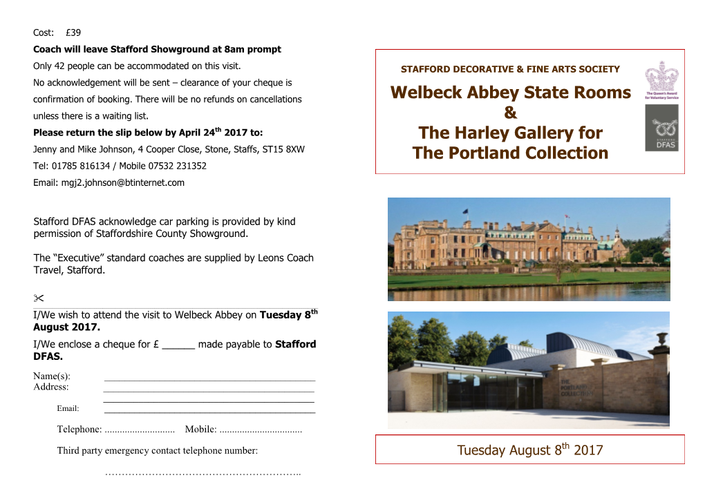 Welbeck Abbey State Rooms & the Harley Gallery for the Portland