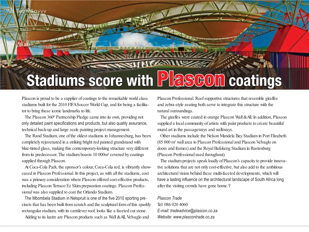 Stadiums Score with Plasconcoatings