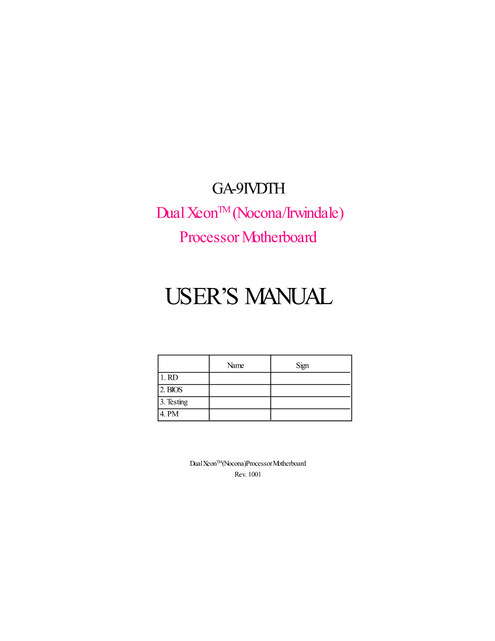 User's Manual for More Detail Installation Procedure