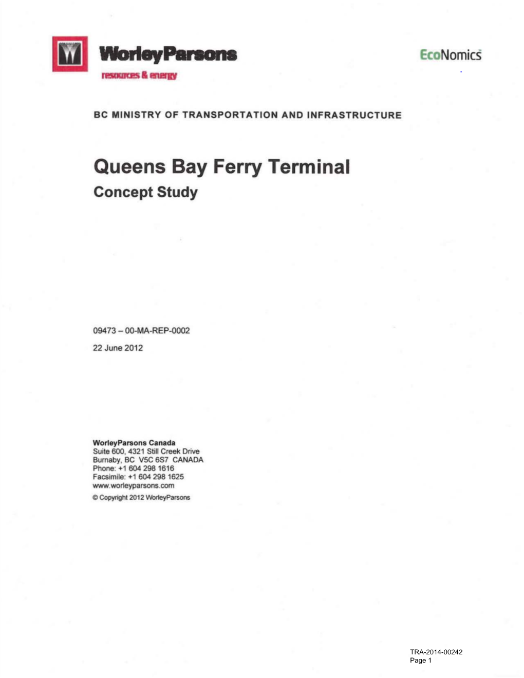 Queens' Bay Ferry Terminal Concept Study (Worleyparsons)