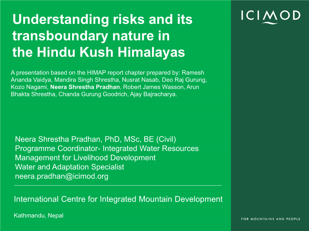 Disaster Risk Reduction and Increasing Resilience in the Hindu