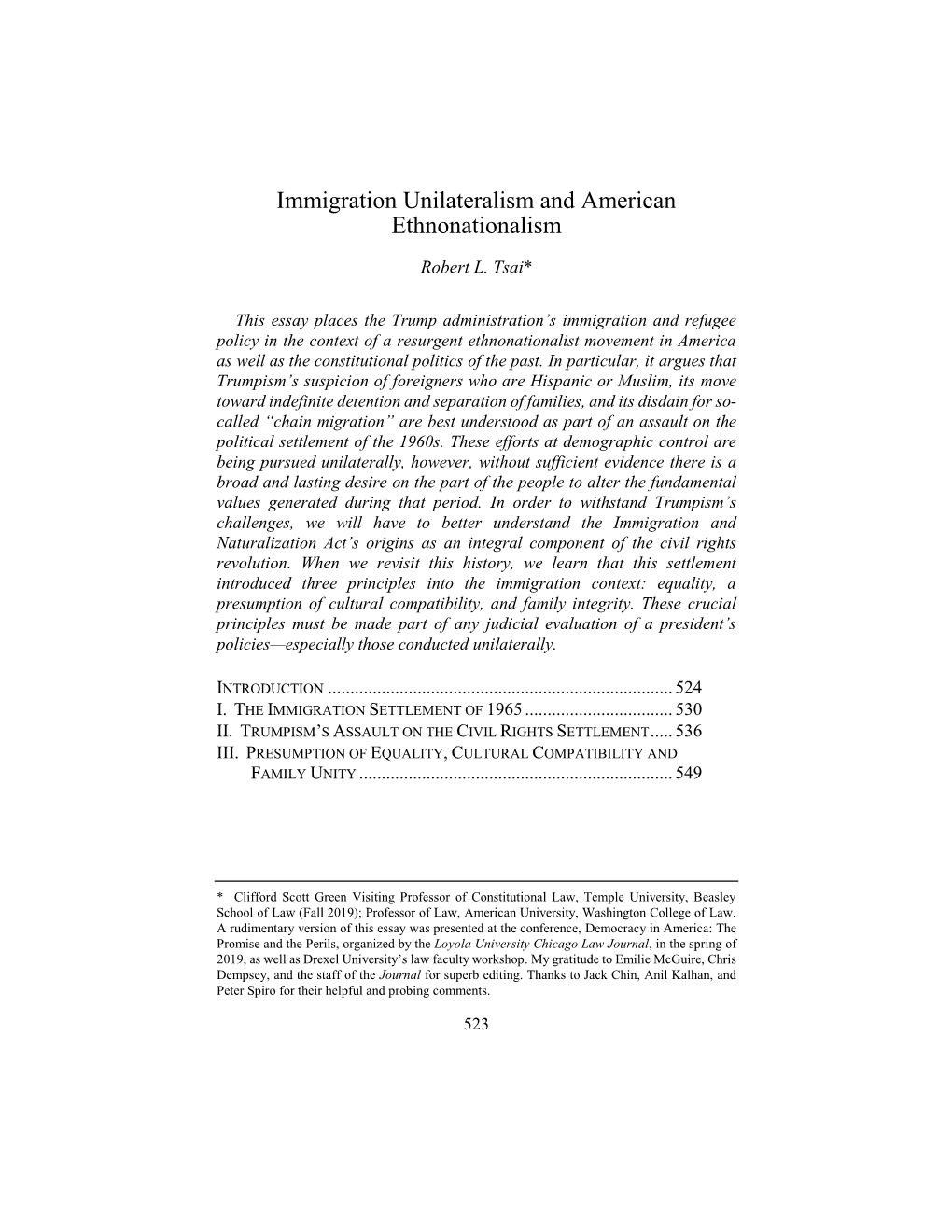 Immigration Unilateralism and American Ethnonationalism