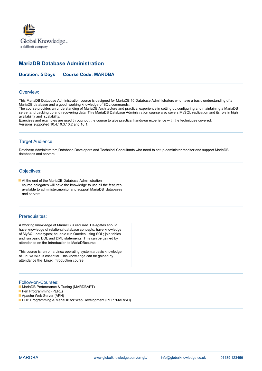 Mariadb Database Administration