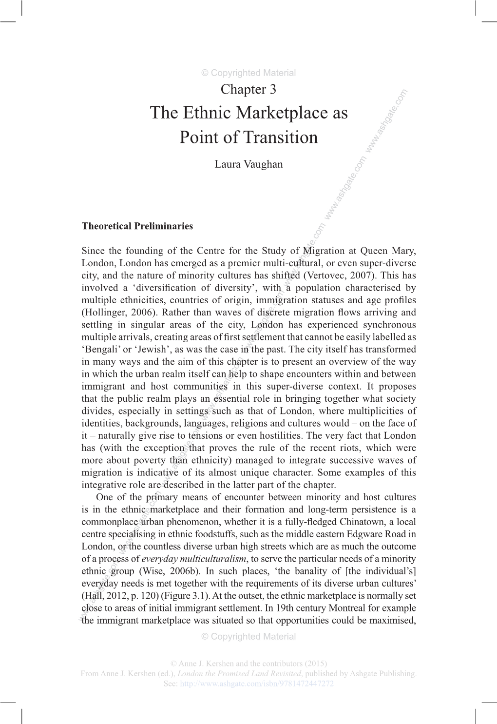 The Ethnic Marketplace As Point of Transition Laura Vaughan