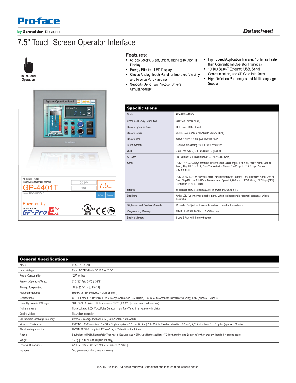 7.5" Touch Screen Operator Interface