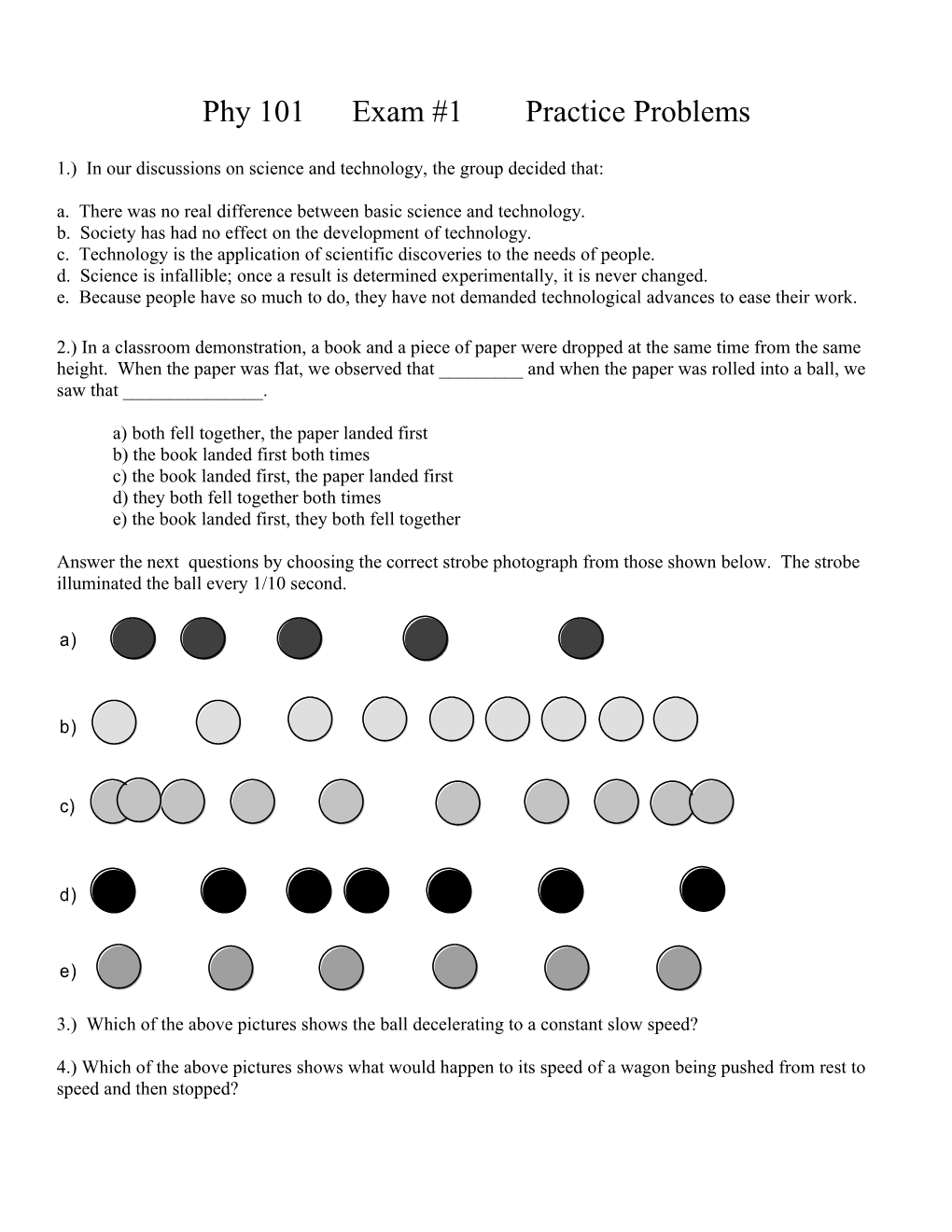 Phy 101 Exam #1 Practice Problems