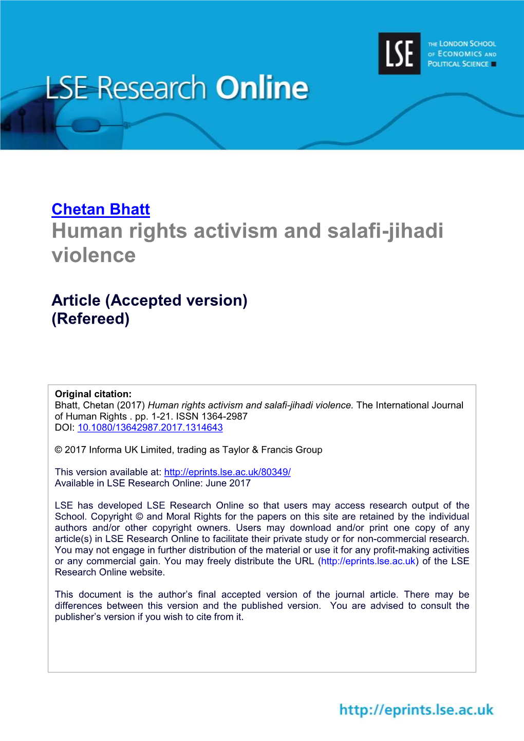Human Rights Activism and Salafi-Jihadi Violence
