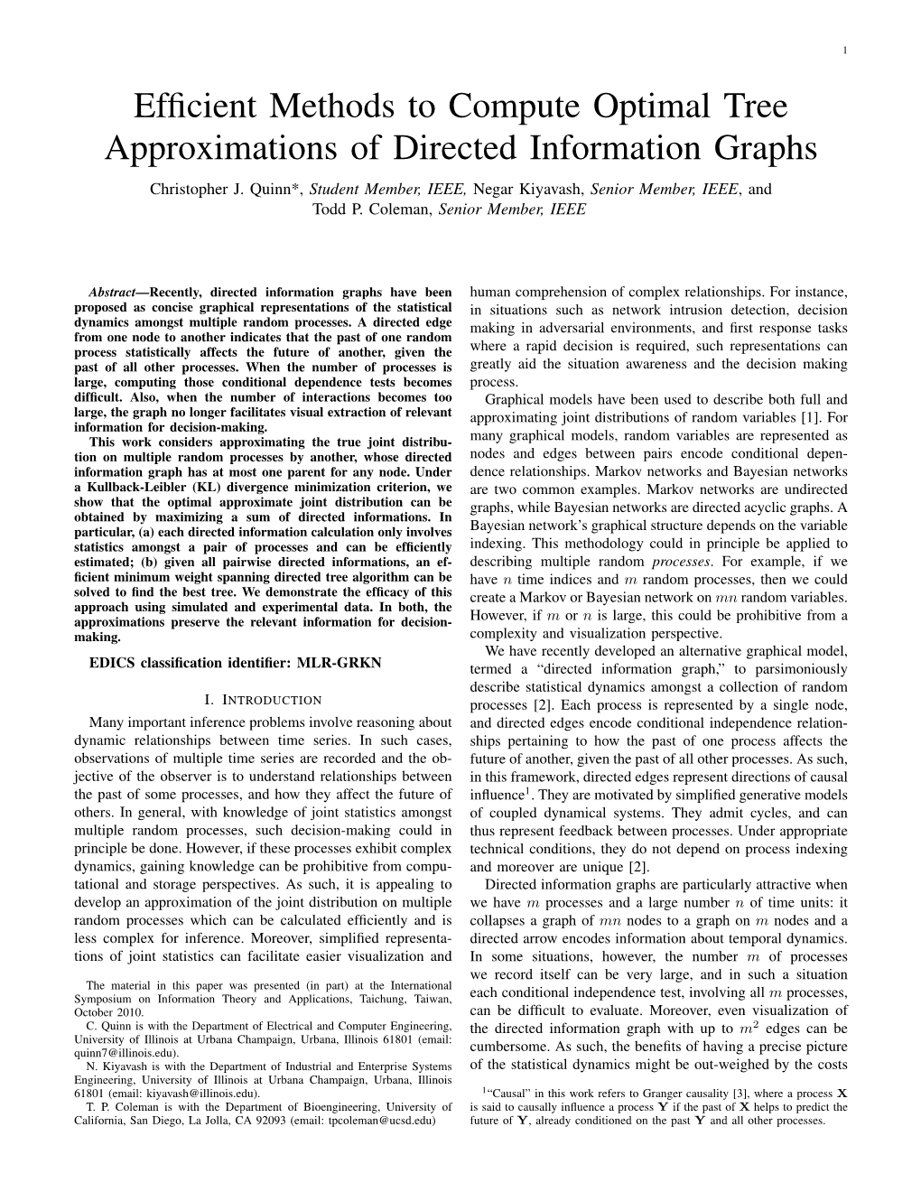 Efficient Methods to Compute Optimal Tree Approximations of Directed