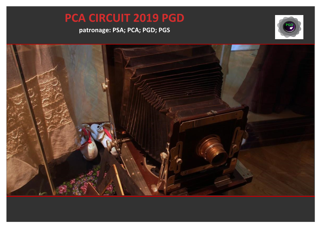 PCA CIRCUIT 2019 PGD Patronage: PSA; PCA; PGD; PGS PCA CIRCUIT 2019 PGD Patronage: PSA; PCA; PGD; PGS