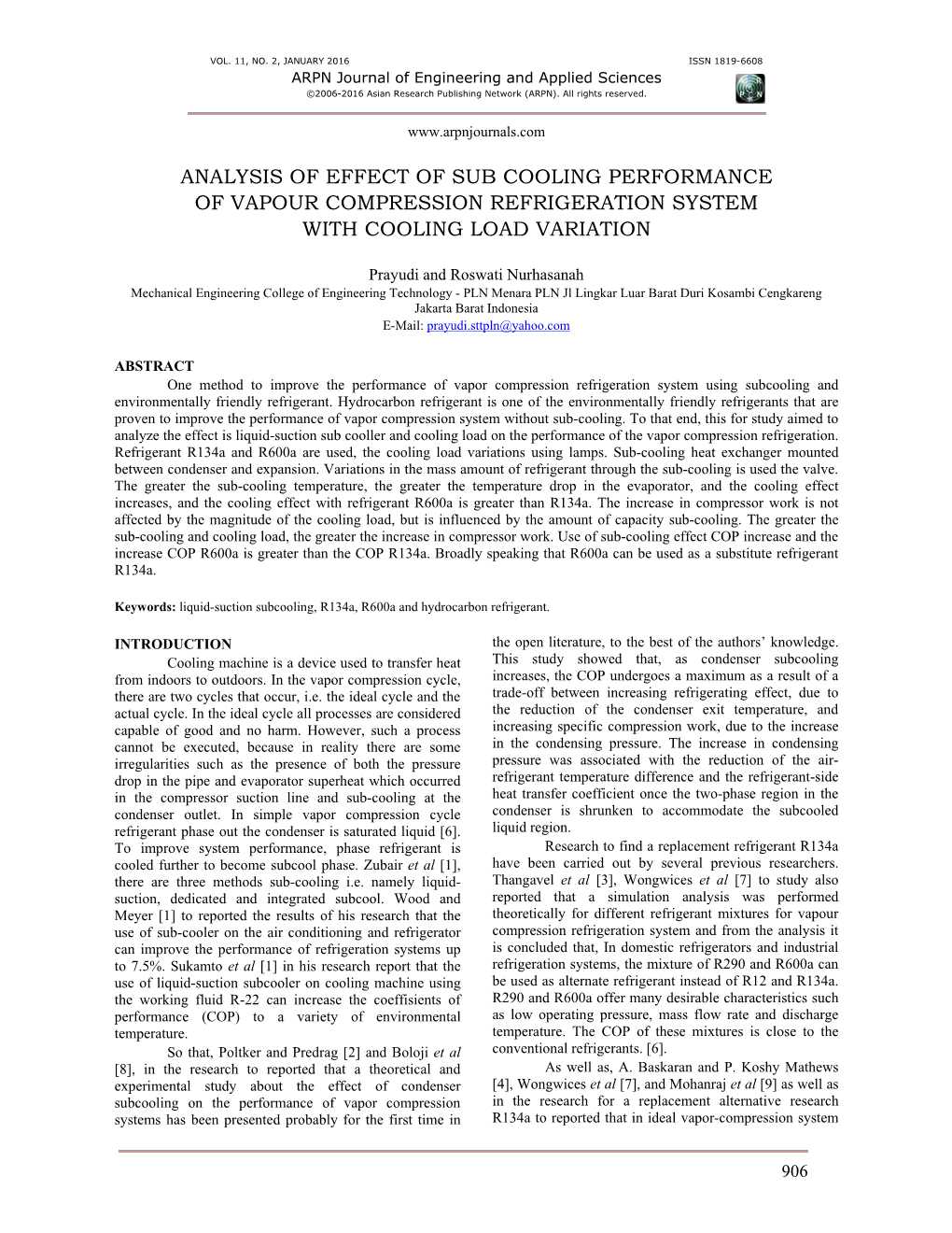 Analysis of Effect of Sub Cooling Performance of Vapour Compression Refrigeration System with Cooling Load Variation