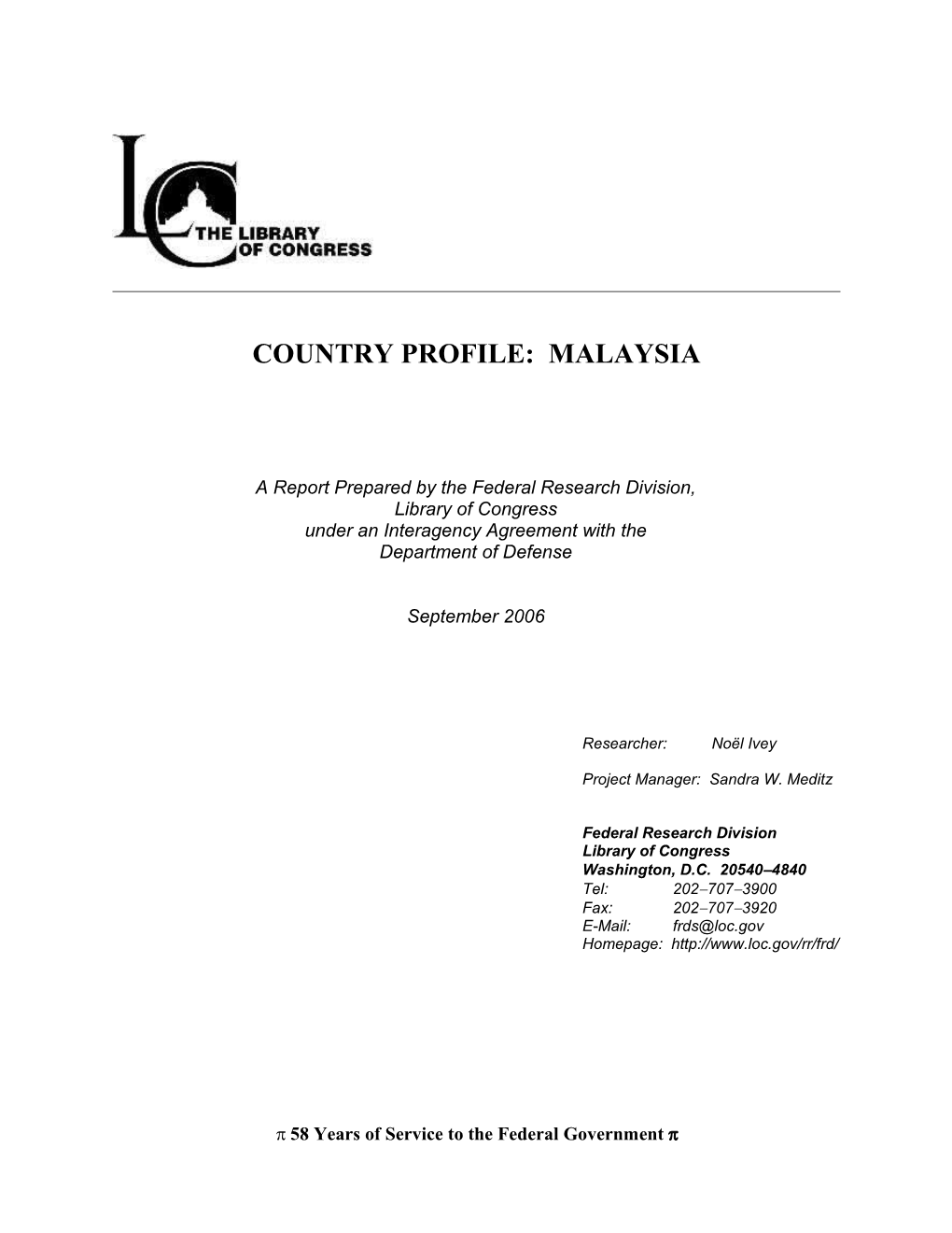 Country Profile: Malaysia