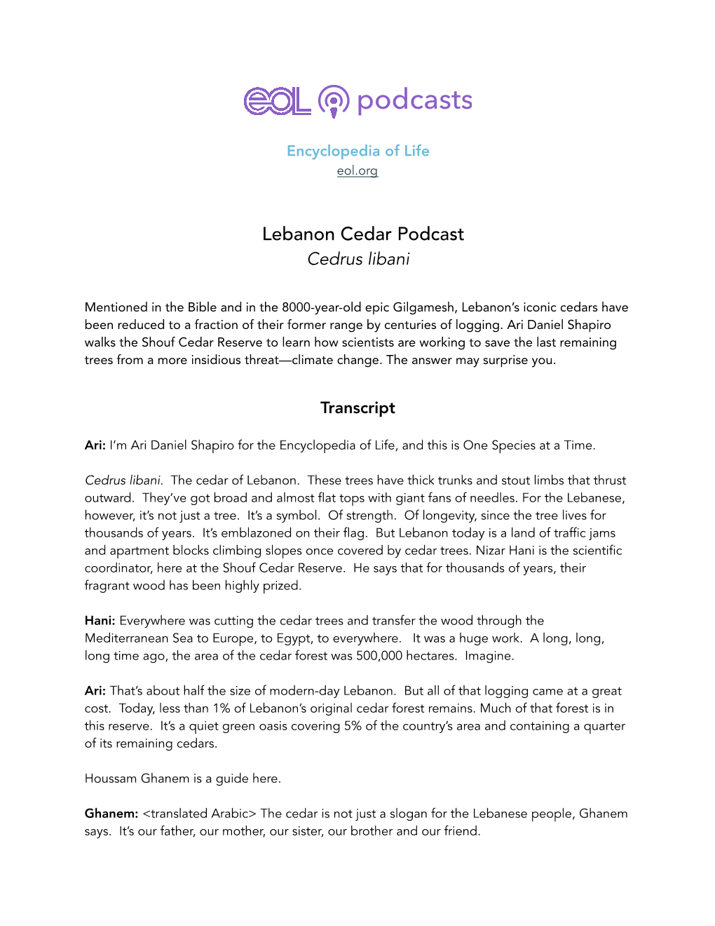 Lebanon Cedar Podcast.Pages