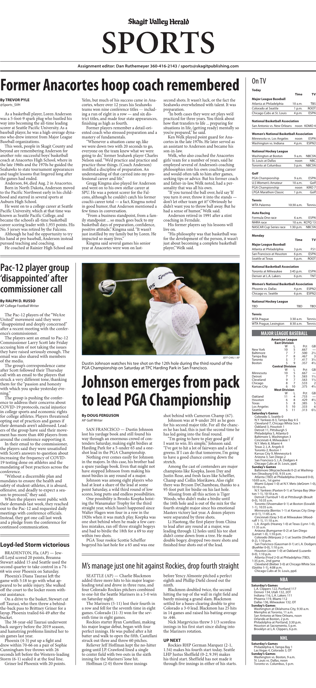 Johnson Emerges from Pack to Lead PGA