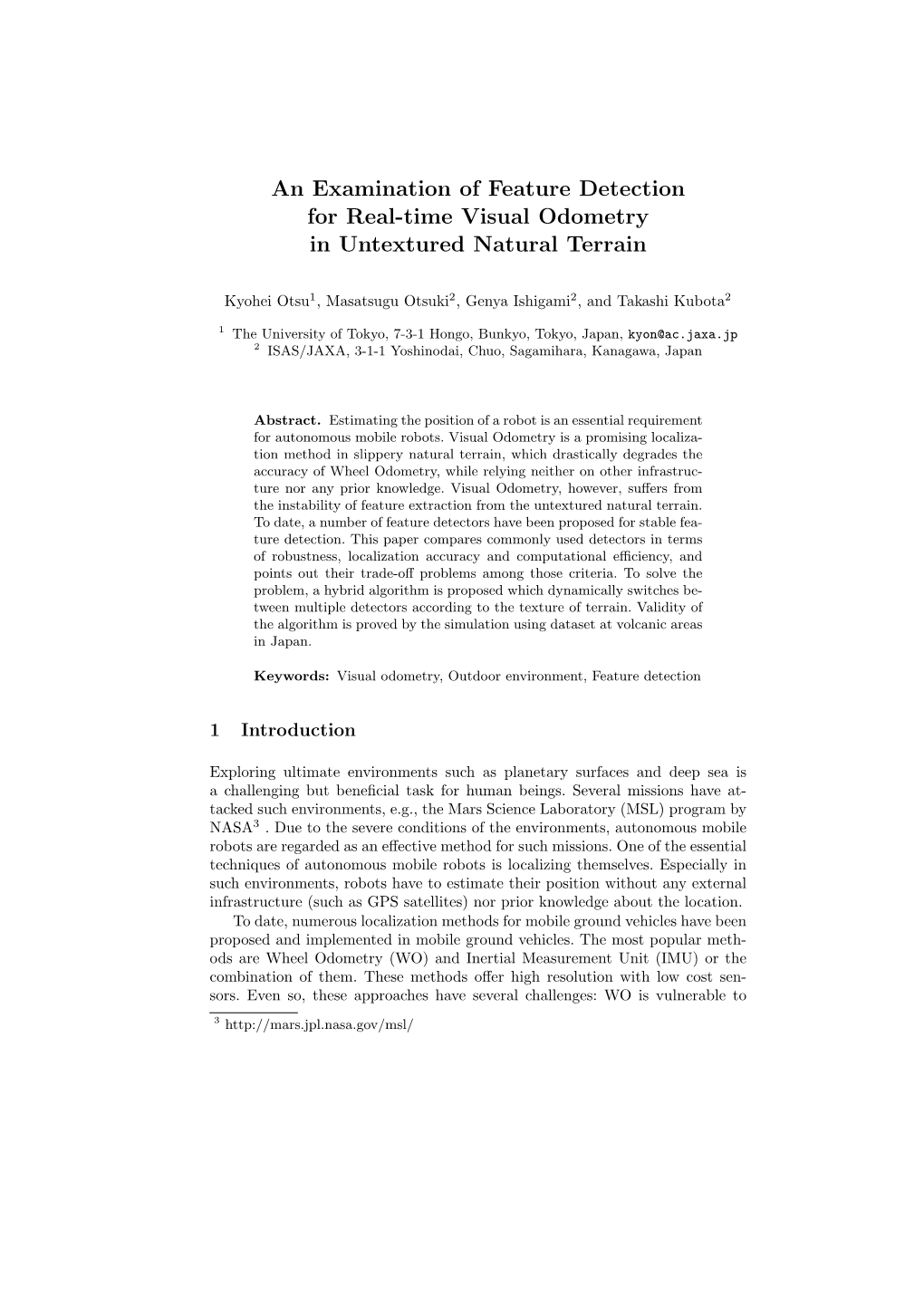 An Examination of Feature Detection for Real-Time Visual Odometry in Untextured Natural Terrain