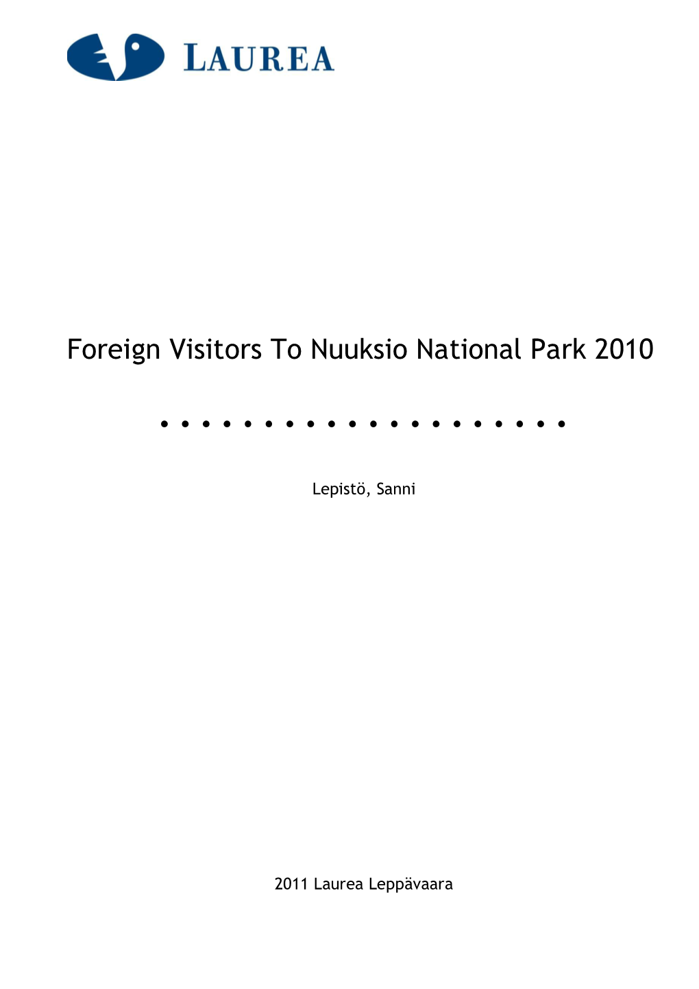 Foreign Visitors to Nuuksio National Park 2010