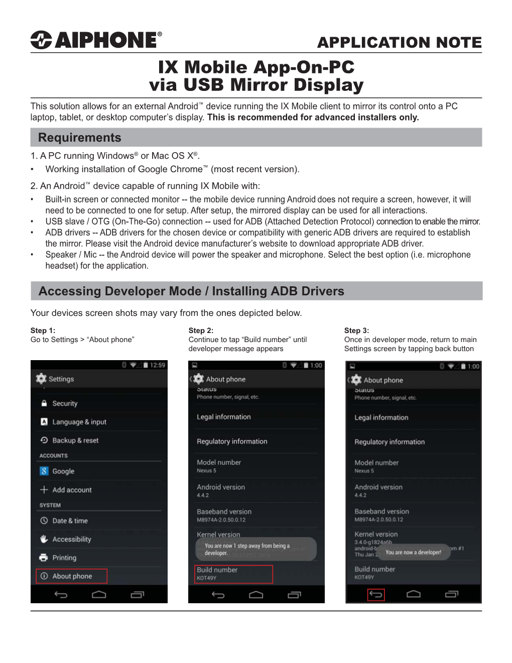 IX Mobile App-On-PC Via USB Mirror Display
