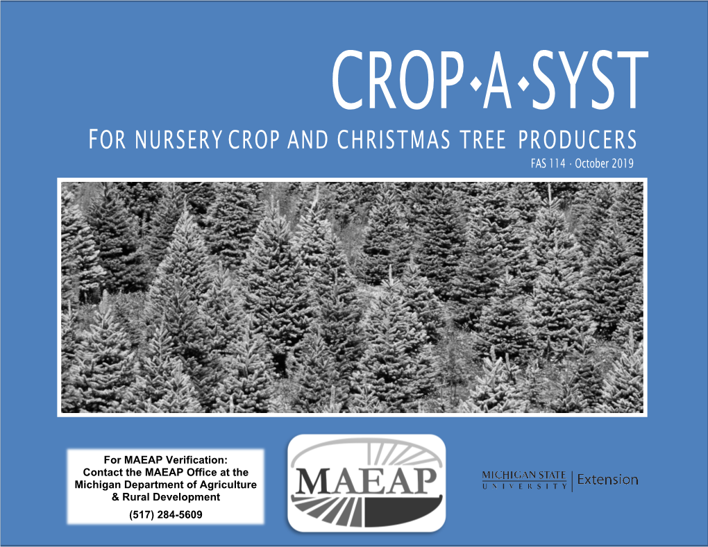 MAEAP Cropping Standards for Nursery and Christmas Tree