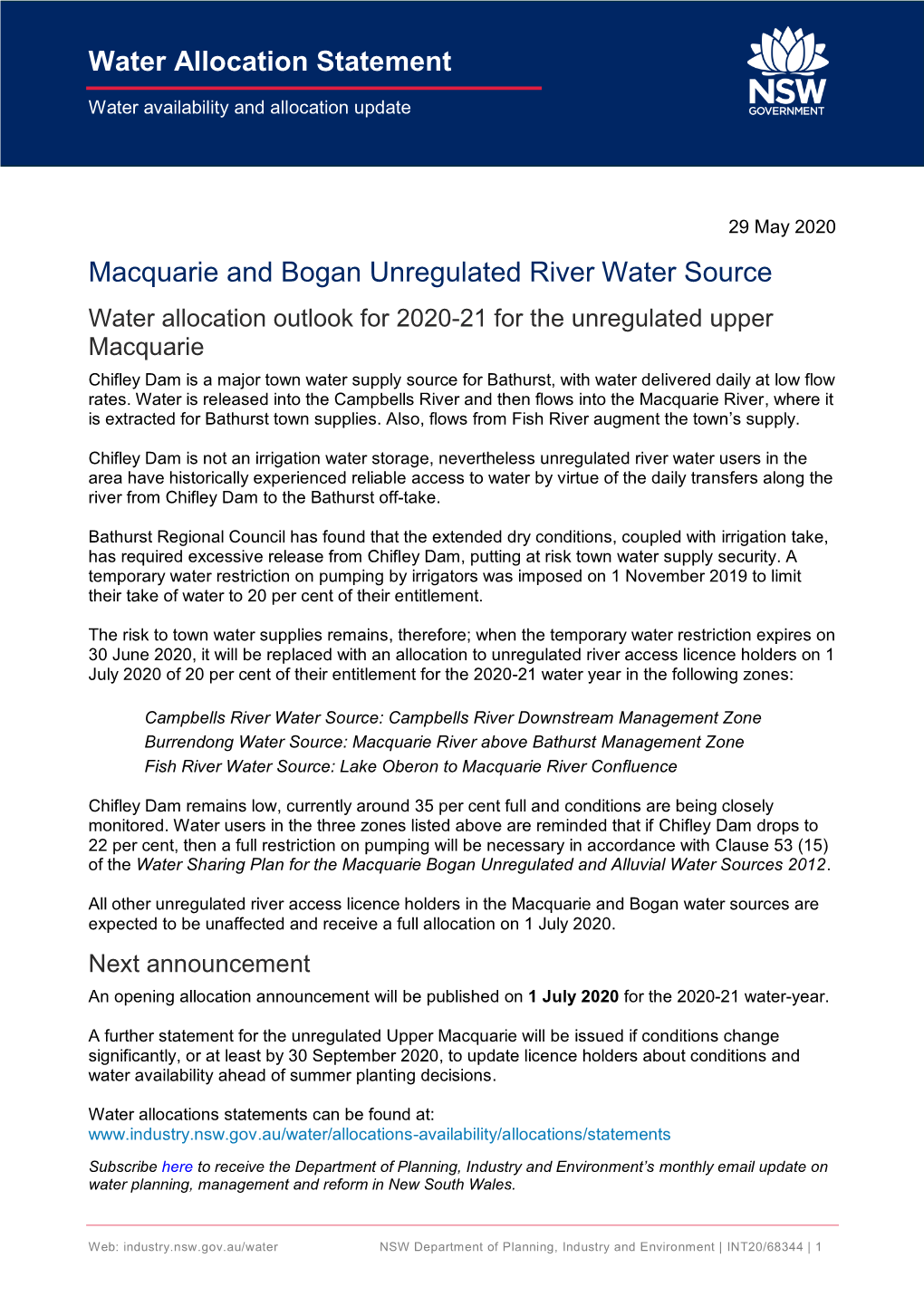 Macquarie and Bogan Unregulated River Water Source